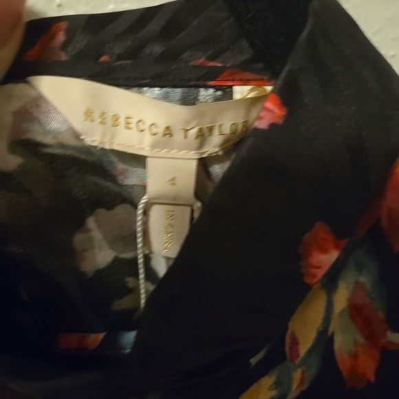 Rebecca Taylor Short Sleeve Scoop Neck Noha Floral Blouse Top 4 NWT - Picture 5 of 6